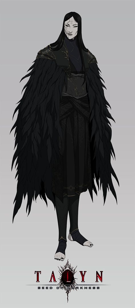 Shadar Kai Dnd, Talyn Seed Of Darkness, Dnd Shadar Kai, Shadar Kai Character Design, Crow Person, Sorcerer Character Design, Taters Ash, Shadar Kai, Gothic Characters