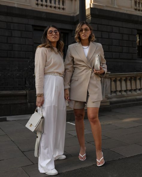 Neutral Street style | casual every day chic looks by Twice Blessed #TwiceBlessed #Ootd Matching Twin Outfits, Neutral Street Style, Matching Twins Outfits, Twice Blessed, Lavender Shirt, Neutral Outfits, Twin Outfits, Neutral Outfit, Casual Street Style