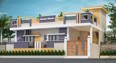 G+1 House Elevation Indian East Facing, Front Parapet Wall Design, Parapet Wall Design, Parapet Design, Single Floor House Design, Beautiful Small Homes, Front Wall Design, 2bhk House Plan, House Outer Design