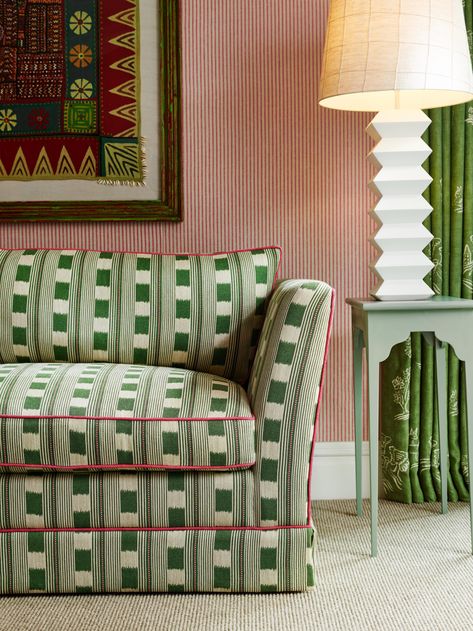 Green Upholstered Chair, Gingham Trend, Christopher Farr, Upholstery Design, Kit Kemp, Fabric Designs, Furniture Inspiration, Pretty House, Modern Dining Room