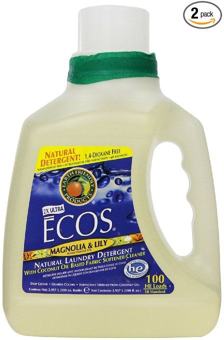 Earth Friendly Products ECOS 2x Liquid Laundry Detergent With Built in Softener, Magnolia & Lily, 100 Loads, 100-Ounce Bottle (Pack of 2) Ecos Laundry Detergent, Laundry Fabric Softener, Hypoallergenic Laundry Detergent, Top Load Washing Machine, Natural Detergent, Natural Laundry, Liquid Laundry Detergent, Laundry Liquid, Liquid Detergent