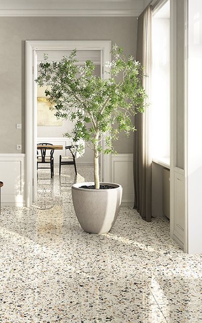 Terrazo Flooring Living Rooms, Terrazzo Living Room, Terrazzo Interior, Terrazo Flooring, Terazzo Floor, Dental Design Interior, Concrete Countertops Colors, Concrete Countertops Bathroom, White Concrete Countertops