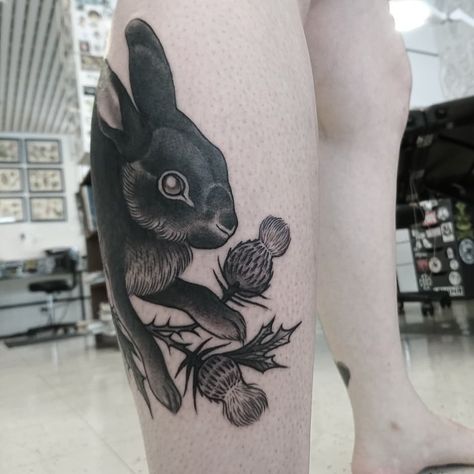 Bunny Arm Tattoo, Black Bunny Tattoo, Black Rabbit Tattoo, Black Bunny, Watership Down, Bunny Tattoos, Rabbit Tattoos, Sternum Tattoo, Vintage Portraits