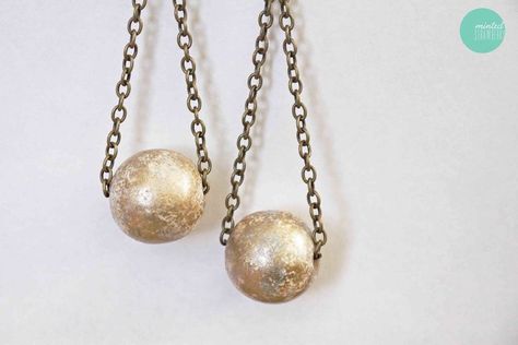 Diy Gilded Ball Drop Earrings · How To Make A Dangle Earring ... String Earrings, Ball Drop Earrings, Diy Wire Earrings, Beading Patterns Free, Ball Drop, Purple Pearl, Earrings Inspiration, Earring Hooks, Wire Earrings