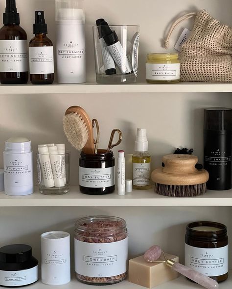 Primally Pure Skincare (@primallypure) • A shelfie featuring our favorite Primally Pure products to gift the mamas and mother-figures. Primarily Pure, Primal Aesthetic, Natural Hygiene Products, Minimal Bathroom Design, Self Care Lifestyle, Uni Bedroom, Primally Pure, Postpartum Essentials, Environmentally Friendly Living