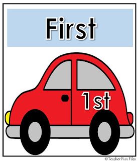 An Ordinal Number is a number that tells the position of something in a list such as 1st, 2nd, 3rd, 4th, 5th, 6th, 7th, 8th, 9th and 10th. Learn ordinal numbers through these colorful car flashcards. Ordinal Numbers Flashcards, Teacher Fun Files, Classroom Bulletin Boards Elementary, Help Kids Focus, School Age Activities, Ordinal Numbers, Number Flashcards, Math Materials, Flashcards For Kids