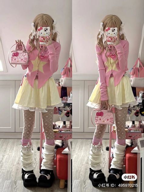 Kirby Inspired Outfit, Banner Y2k, Y2k Acubi, Kawaii Grunge, Icon Y2k, Kawaii Outfit Ideas, Idol Fashion, Wallpaper Homescreen, Gyaru Fashion