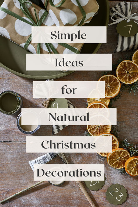 Handmade natural Christmas decorations with foraged finds and dried orange slices for a cozy, festive feel. Crafts With Christmas Tree Trimmings, Natural Christmas Decor Ideas Diy, Handmade Natural Christmas Ornaments, Inexpensive Holiday Decor, Dried Orange Slices Decoration Garlands, Foliage Christmas Decorations, Diy Cozy Christmas Decor, Natural Garland Decorating Ideas, Dried Orange Garland Decor