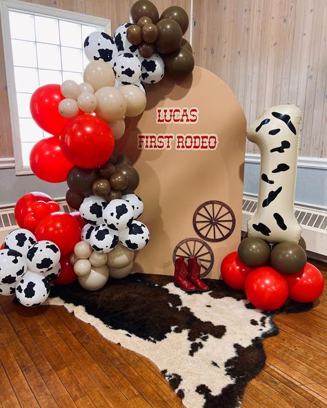 First rodeo birthday theme and balloon decorations My First Rodeo Birthday Backdrop, 1st Rodeo Birthday Theme, First Rodeo Balloon Garland, Trending Party Decor, My 1st Rodeo Birthday Party Boy, First Rodeo Backdrop, First Rodeo Birthday Theme, Rodeo Birthday Theme, My First Rodeo Birthday Boy Decorations