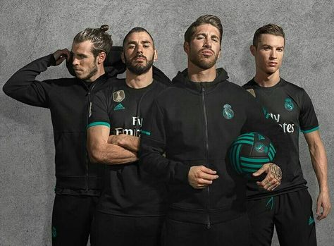 BBC and the Captain Bale  Benzema, Cristiano Ronaldo and Sergio Ramos Bale Benzema Cristiano, Ronaldo And Sergio Ramos, Ronaldo Bale Benzema, Real Madrid Jacket, Ronaldo Bale, Cristiano 7, Handsome Football Players, Real Madrid Jersey, Real Madrid Club