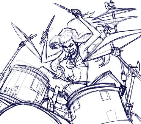 Drum Drawing, Drummer Art, Drums Art, Arte 8 Bits, The Drums, 캐릭터 드로잉, Rock Punk, Xbox Series X, Character Poses