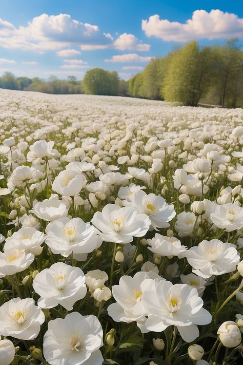 White Flower Field Aesthetic, Field Of White Flowers, White Flower Field, Blue Flower Wallpaper, Random Dump, Valley Flowers, Hd Nature Wallpapers, Plain Wallpaper, Field Of Flowers