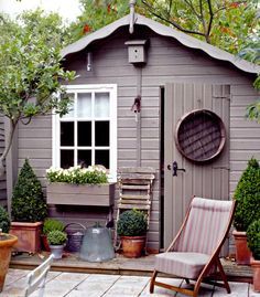 plus pots and window boxes... Shed Chic book Allotment Shed, 8x12 Shed Plans, Cottage Garden Sheds, Diy Storage Shed Plans, Build Your Own Shed, Backyard Studio, Storage Shed Plans, Backyard Shed, Casa Exterior