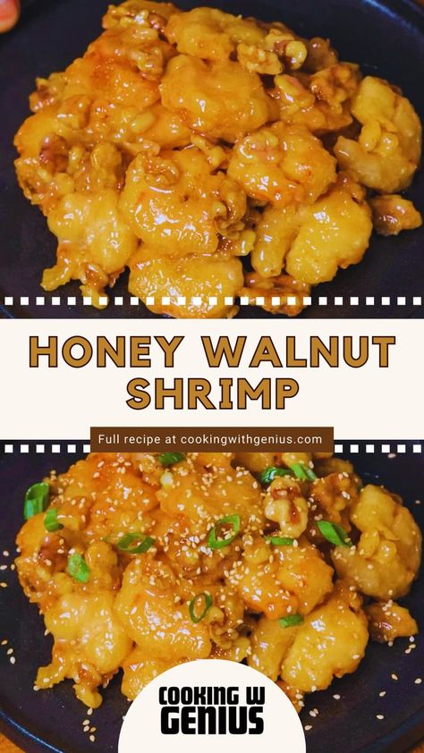 Indulge in crispy honey walnut shrimp made at home. This Chinese favorite features juicy shrimp in sweet sauce topped with candied walnuts. Read full recipe on cookingwithgenius.com Walnut Shrimp Panda Express, Crispy Fried Shrimp, Honey Shrimp, Walnut Shrimp, Crispy Shrimp, Honey Walnut, Juicy Shrimp, Honey Walnut Shrimp, Fried Shrimp