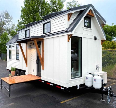 Limited 24-ft. Kootenay Designer Tiny House by Tru Form Tiny Apartment Size Refrigerator, Tiny House Trailer, Best Tiny House, Tiny House Floor Plans, Style Cottage, Trailer Home, Casa Container, Portable House, Tiny House Interior