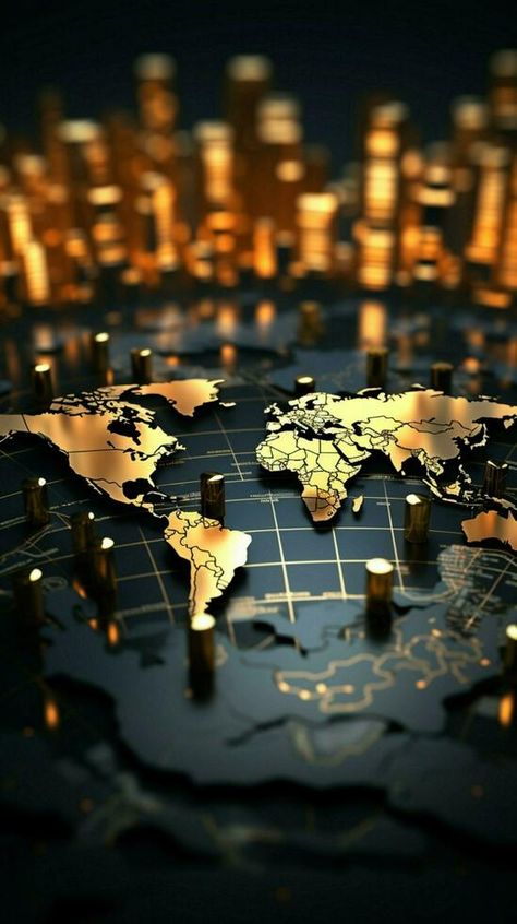 Business concept for education Gold world map chart as the background Vertical Mobile Wallpaper AI Generated Gold World Map, Globe Vector, World Map Wallpaper, Map Background, Map Wallpaper, Business Concept, Mobile Wallpaper, Wallpaper Backgrounds, World Map