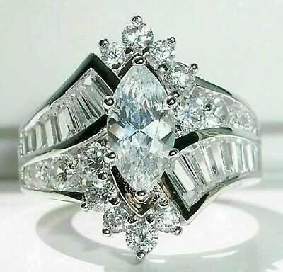 (eBay) 4.06 Ct Marquise Cut Diamond Engagement Wedding Band Ring 14K White Gold Over Marquise Diamond Ring, Diamond Cluster Engagement Ring, Marquise Ring, Womens Rings Fashion, Engagement Rings Marquise, Cluster Engagement Ring, Marquise Cut Diamond, Jewelry Diamond, Fashion Ring