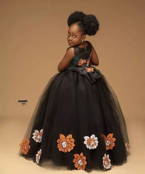 Ball Gown Dresses For Children, Kids Ball Gown Styles, Baby Ankara Dress, Style For Kids Girls Outfit Ankara, Children Ankara Ball Gown Styles, Ankara Children Styles, Kids Ball Gowns Princesses, Children's Gown Styles, Ankara Gown For Kids Girl