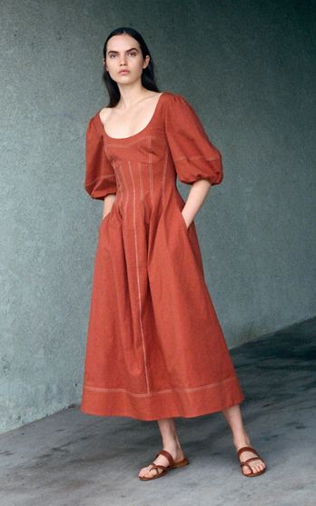 Sustainable Dress, Key Silhouette, Swept Back Hair, Cropped Flare Pants, Feminine Details, Minimal Accessories, Georgette Dress, Cotton Midi Dress, Jonathan Simkhai