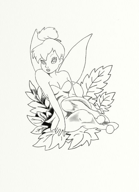 Tinkerbell Tattoo Design For My Sister Drawn Freehand By Mouth Bad Tinkerbell Tattoo, Tattooed Tinkerbell, Disney Tattoos Tinkerbell, Tinkerbell Tattoo Small Outline, Tinker Bell Outline Tattoo, Tree Frog Tattoos, Sisters Drawing, Frog Tattoos, Tinkerbell And Friends