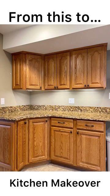 Cabinet Refinishing Before And After, Cabinet Color For Tan Countertops, Painting Over Stained Cabinets, Paint Wooden Kitchen Cabinets, Refinished Cabinets Kitchen, Before And After Kitchen Cabinet Paint, Kitchen Pine Cabinets, Painting Wood Kitchen Cabinets, Lime Wax Oak Cabinets Before And After