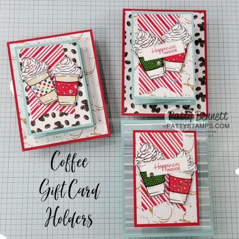 Coffee Gift Card Holder Live Video - Patty Stamps Coffee Themed Cards, Coffee Gift Card Holder, Coffee Gift Card, Coffee Gifts Card, Gift Cards Money, Christmas Gift Card Holders, Free Stamps, Coffee Cards, Christmas Gift Card