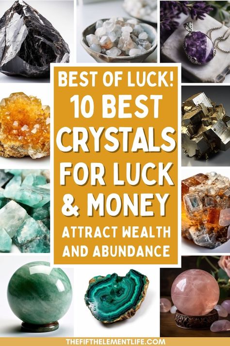 Crystals For Luck And Money Crystals For Good Luck, Feng Shui Good Luck, Crystals For Wealth, Crystals For Luck, Crystal Healing Chart, Prosperity Spell, Crystal Uses, Best Crystals, Charge Crystals