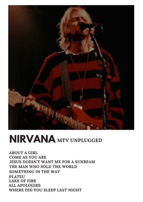 Alternative Minimalist Album Covers Nirvana, Alternative Minimalist Album Covers Rock, Alternative Music Posters, Alternative Album Covers, Alternative Minimalist Album Covers, Nirvana Mtv Unplugged, Where Did You Sleep Last Night, Alternative Posters, Nirvana Music