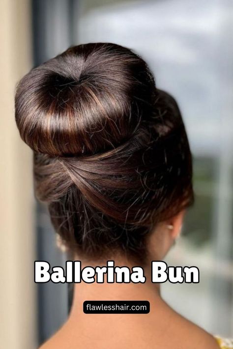 Ballerina Bun Ballerina Hairstyles, Elegant Buns, Wedding Hairstyles For Girls, Pigtails Hair, Ballerina Hair, Medieval Hairstyles, High Bun Hairstyles, Ballerina Bun, Hair Garland