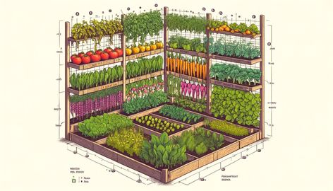 4x4 Raised Bed Layout Ideas for a Vegetable Garden - Gardening Latest Small Veg Garden Design, Front Yard Raised Bed Vegetable Garden, Square Metre Vegetable Garden, Raised Garden Beds Plants, Garden Bed Layout Ideas Vegetable, Square Raised Garden Beds, 3x3 Garden Layout, Small Potager Garden Layout, 8x10 Garden Layout