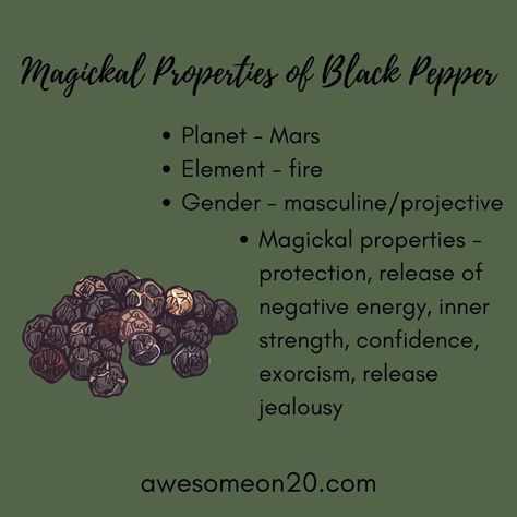 Black pepper is one of the common kitchen ingredients ever, but it also has potent magical properties and healing benefits. #blackpepper #kitchenwitchcraft #witchcraft Witch Diet, Kitchen Grimoire, Herb Magick, Kitchen Magick, Goddess Magick, Kitchen Witch Recipes, Magickal Herbs, Medicinal Herbs Garden, Release Negativity