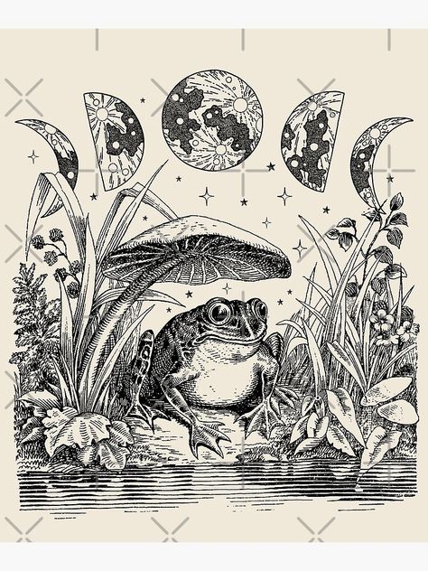 "Cute Cottagecore Aesthetic Frog Mushroom Moon Witchy Vintage - Dark Academia Goblincore Witchcraft Froggy - Emo Grunge Nature Fantasy - Fairycore Toad Toadstool Pond " Poster for Sale by MinistryOfFrogs | Redbubble Moon Witchcraft, Cottagecore Posters, Dark Academia Goblincore, Dark Academia Posters, Vintage Dark Academia, Aesthetic Frog, Mushroom Moon, Frog Mushroom, Mushroom Poster