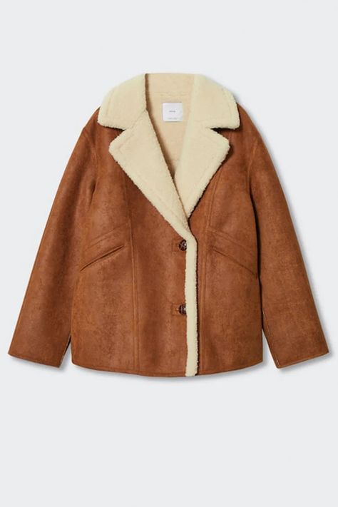 19 Stylish & Cosy Shearling Coats | SheerLuxe Shearling Coat Outfit, Duffel Coat, Shearling Jacket Women, Outerwear Trends, Wardrobe Wishlist, Short Design, Mango Outlet, Peak Lapel, Shearling Coat