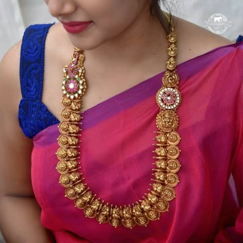 Kaasina Sara Gold Designs, Kaasulaperu Designs Gold Latest, Kasulaperu Latest Designs, Haram Designs Gold Latest, Reception Jewellery, Kasu Malai, Reception Hairstyle, Kasu Mala, 3d Rangoli