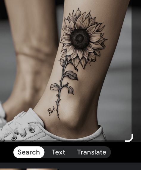 Flower Tattoos Sunflower, Sunflower Neck Tattoo, Sunflower And Daisy Tattoo, Growth Tattoos For Women, Black Sunflower Tattoo, Sunflower Tattoos For Women, Flower Symbols, Sunflower Tattoo Ideas, Daisy Patterns