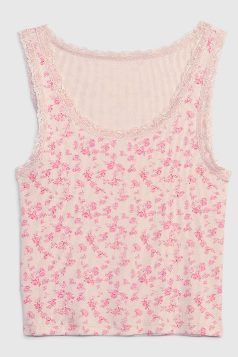 Gap x LoveShackFancy Floral Tank Top - Women's Tops | Shop LoveShackFancy.com Loveshackfancy Aesthetic, Floral Shabby Chic, Handkerchief Top, White Lace Tank Top, Me Aesthetic, Love Shack Fancy, Spring 23, Magnolia Pearl, Dr Closet