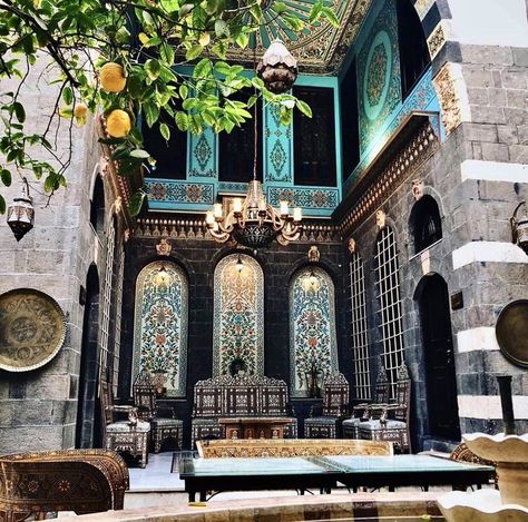 Bayt Al Fann on Twitter: "The city of Damascus is one of the oldest continually inhabited cities in the world — known in Syria as aš-Šām & the "City of Jasmine.” Damascus is a major cultural center, with distinctive art & design aesthetics that continue to inspire A thread on Damascus design details… https://t.co/bUOeugQUXQ" / Twitter Damascus Architecture, Syrian Aesthetic, Ancient Damascus, Old Damascus, Architecture Antique, Arab Culture, Design Aesthetics, Cultural Center, Dream Room Inspiration