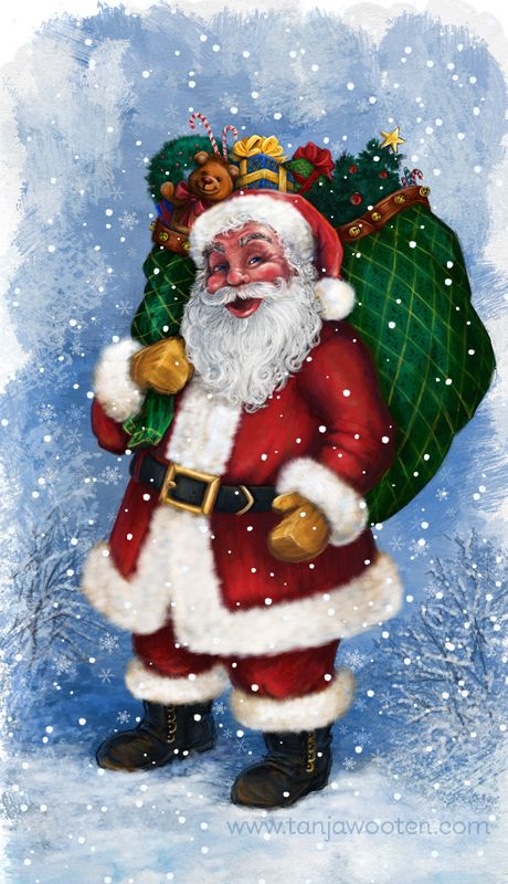 tanja wooten art | Santa with Toys - Santa illustration developed for consumer product ... Santa Illustration, Santa Claus Pictures, Santa Letters, Paint Pictures, Santa Paintings, Christmas Santas, Illustration Christmas, Christmas Illustrations, Christmas Graphics