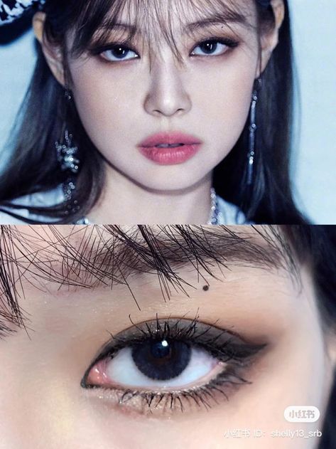 Jennie Eyeliner, K Pop Makeup Eye, K Pop Makeup Looks, Asian Grunge Makeup, Kpop Makeup Looks, K Pop Makeup, Kim Makeup, Pop Makeup, Eye Makeup Styles