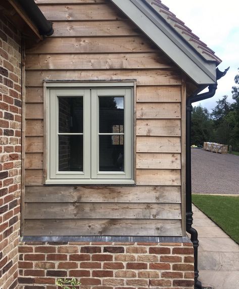 Barn Conversion Exterior, Wood Cladding Exterior, Cladding Exterior, Oak Cladding, Cotswold House, Timber Garage, Exterior House Renovation, Larch Cladding, Oak Framed Buildings