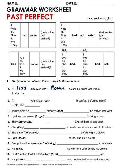 Past Tense Worksheet, Esl Grammar, English Grammar Tenses, English Grammar Exercises, Grammar Quiz, English Teaching Materials, Perfect Tense, Grammar Exercises, English Worksheet