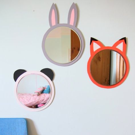 Animal mirrors | Craft Gawker | Bloglovin’ Kids Mirror, Quotes Home Decor, Decor Bedroom Ideas, Kids Mirrors, Quotes Home, Mirror Frame Diy, Mirror Crafts, Kids Rooms Diy, Diy Bedroom