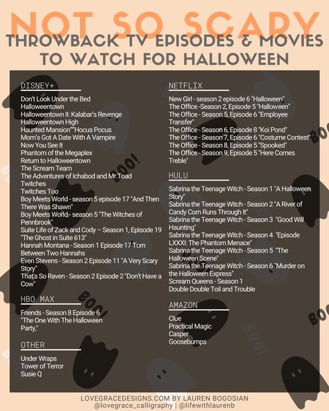 Halloween Specials Tv, Halloween Must Watch Movies, Disney Plus Halloween Watch List, Fall Tv Show Episodes, Halloween Movies Streaming List, Not So Scary Halloween Movies, Fall Tv Episodes, Halloween Episodes List Disney, Disney Halloween Episodes List