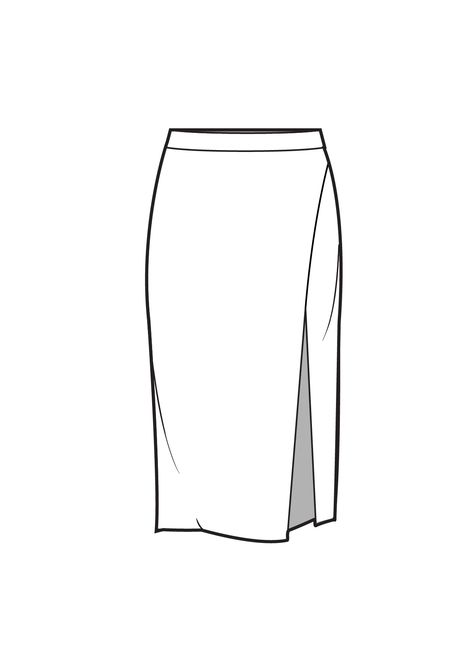 Slashed skirt Skirt Flat Drawing, Skirt Flat Sketch, Skirt Drawing, Outfit Ideas For Church, Flat Drawings, Flat Sketches, Fashion Vocabulary, Clothes Pin Crafts, Fashion Illustration Sketches