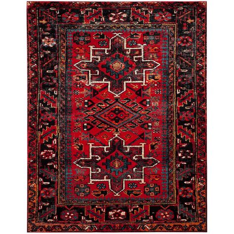 The Vintage Hamadan Rug Collection brings a refined look of antiquity to modern home decor with richly colored Persian styled carpets. Classic motifs are vividly displayed in distinctive hues and finished Safavieh Rug, Southwestern Area Rugs, Persian Motifs, Black Area Rugs, Persian Area Rugs, Red Area Rug, Red Rug, Indoor Area Rugs, Red Rugs