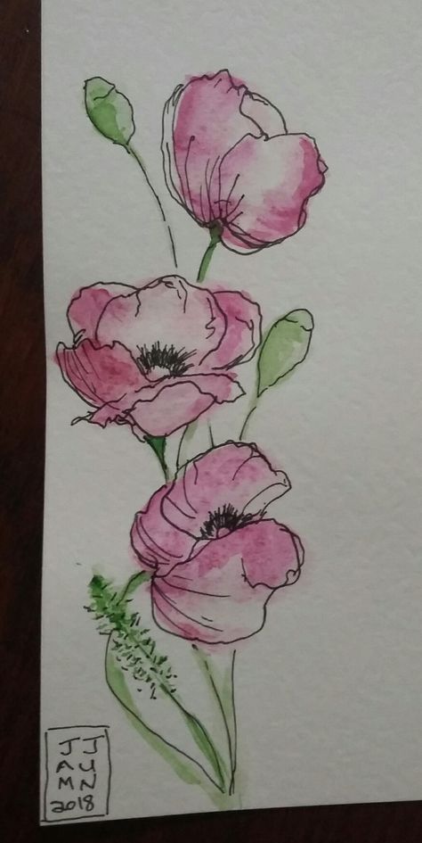 Watercolour and pen. Art Sketches Doodles, Watercolor Paintings For Beginners, Watercolor Projects, Watercolor Flower Art, 수채화 그림, Cat Air, Watercolor Flowers Paintings, Watercolor Paintings Tutorials, Watercolor Art Lessons