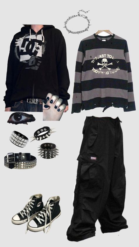 #postemo#emo#outfit#fit Preppy Emo Outfits, Y2k Emo Outfits Men, 2000 Emo Outfits, Emo Fit Ideas, Numetal Outfits, Male Emo Outfits, 2000 Emo Fashion, Emo Clothes 2000s, Masculine Goth Outfits