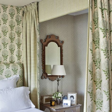 Moody Traditional, Georgian Bedroom, Tudor Farmhouse, Australia House, Celery Green, Bedroom Design Inspiration, Timeless Interior, Curtains And Blinds, Cafe Curtains