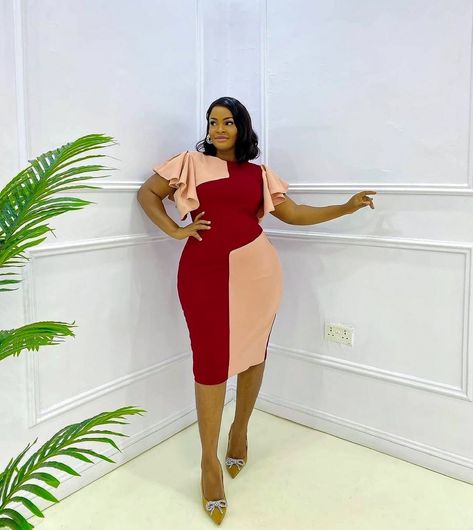 Two tone dress for formal events, work or church Official Wear For Ladies Classy, Corporate Dresses Classy Work Outfits, Corporate Dresses Classy, Work Wear Inspiration, Professional Outfits For Women, Baddie Office, Corporate Clothes, Monday Work Outfit, Work Outfit Business Casual