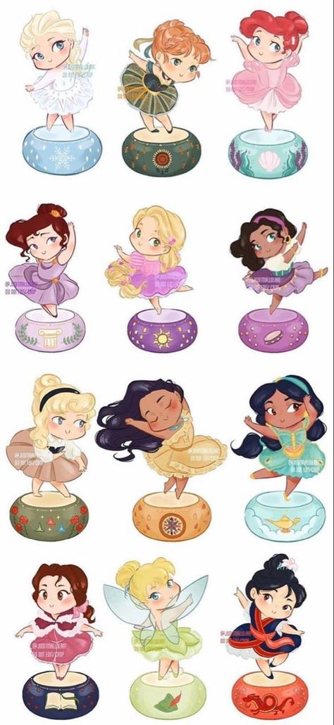 Chibi Disney, Disney Doodles, Baby Disney Characters, Princesas Disney Anime, Disney Princess Cartoons, Kawaii Disney, Disney Princess Fan Art, Cute Disney Drawings, Karakter Disney